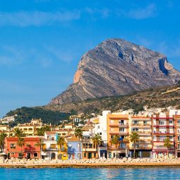 Javea Xabia skyline view from Mediterranean sea  Alicante Spain